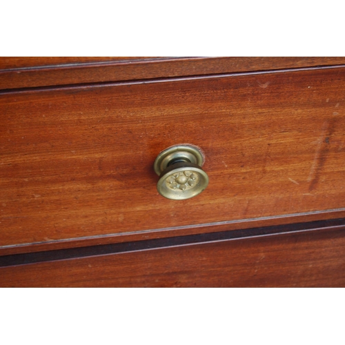 372 - Late 19th century mahogany linen press, the projected moulded cornice over panelled doors enclosing ... 