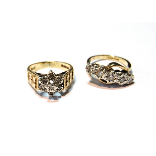 9 - Two diamond rings, 9ct gold, 7g.