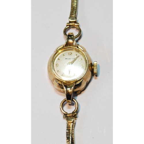 48 - Lady's Marvin 9ct gold bracelet watch, 1961, 8g nett.