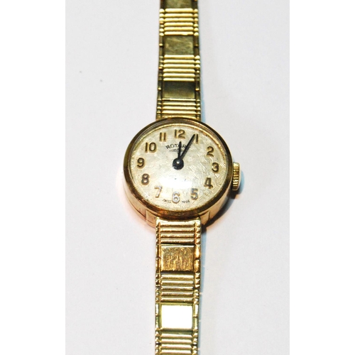 59 - Lady's Rotary 9ct gold bracelet watch, 1965, 12g nett, 15g gross.