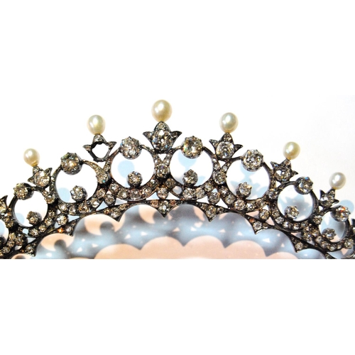 86 - 19th century part tiara with ninety old-cut diamond brilliants, the largest approximately .7ct, vari... 