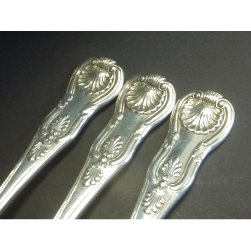 9 - Set of six silver table forks, Kings pattern, crested, by Peter Weeks, Dublin 1838. 21oz.
