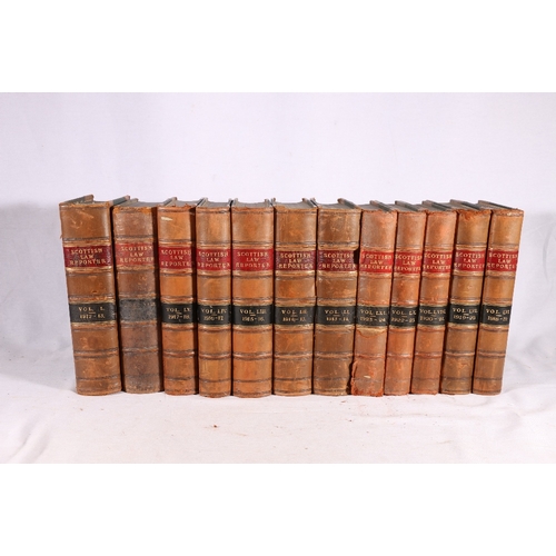 317 - Twelve half leather bound Scottish Law Reporter volumes, 43, 50-58, 59 and 60, (12)