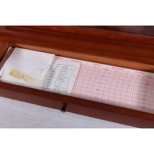 334 - Contemporary brass barograph in wooden case, 37cm x 23cm 