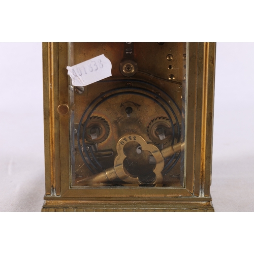 335 - Aird and Thomson of Paris brass repeater carriage clock, 13cm tall