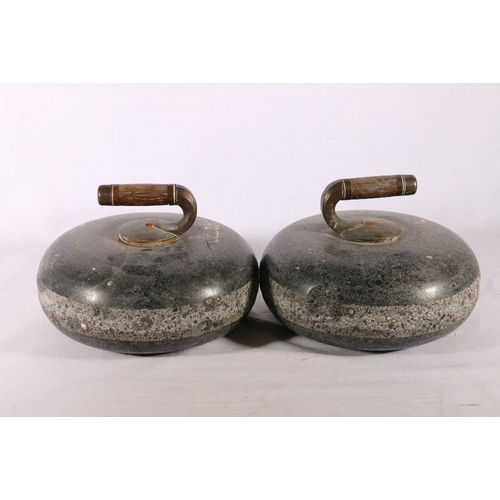 337 - Pair of Scottish granite curling stones, 26cm diameter 