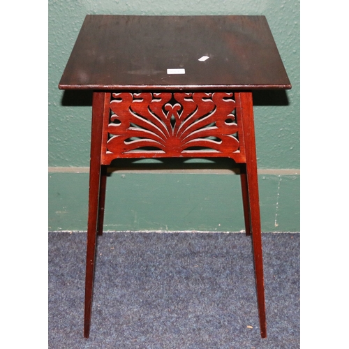 356 - Arts and Crafts mahogany table with pierced skirt in the manner of Arthur Heygate Mackmurdo (1851-19... 