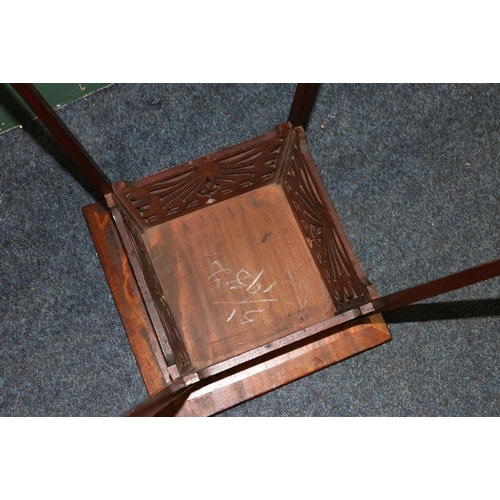 356 - Arts and Crafts mahogany table with pierced skirt in the manner of Arthur Heygate Mackmurdo (1851-19... 