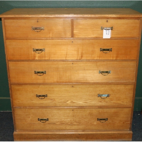 362 - 19th century oak chest of drawers with rectangular top over two short frieze drawers above four long... 