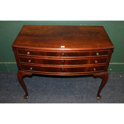 392 - 20th century mahogany demi lune canteen table raised on cabriole supports containing a part suite of... 