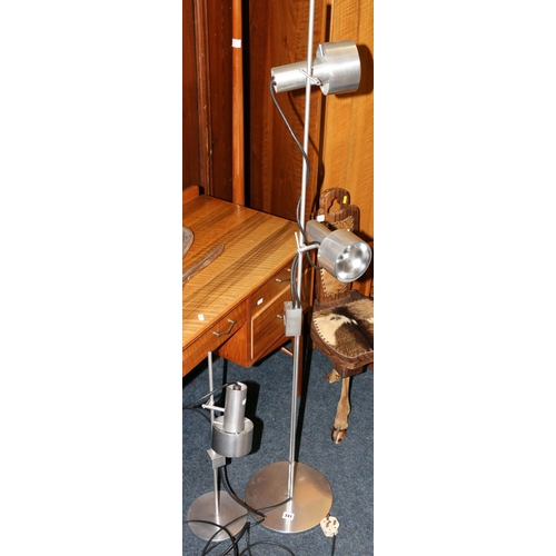 341 - Mid 20th century design, an aluminium spotlight floor lamp and a similar table or desk lamp, 139cm a... 