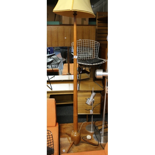 361 - Mid 20th century standard lamp, tapering turned column, on tripod legs, 146cm high.