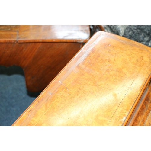 385 - Victorian burr walnut and marquetry inlaid Davenport desk, with hinged top stationary compartment, p... 