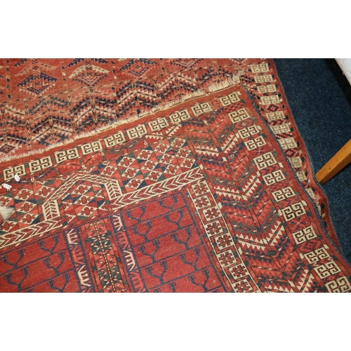 461 - A prayer rug four fields, simple Mithra all one geometric design, 174 x 123cm