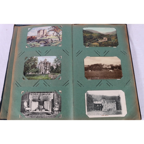 221 - Edwardian Art Nouveau Design postcard album containing over 200 postcards of Castle interest includi... 