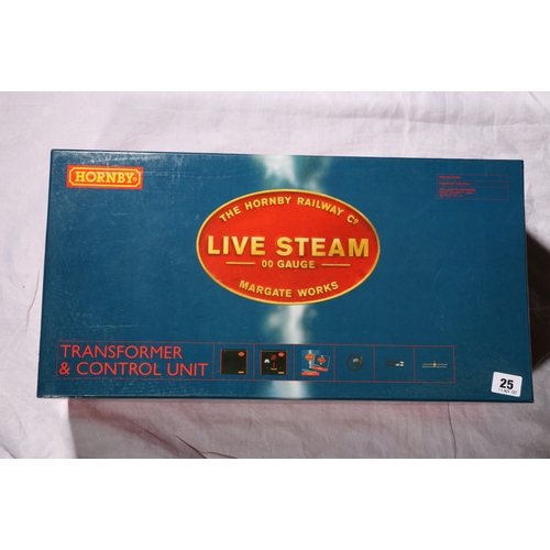 25 - Hornby OO gauge model railways R8205 Live Steam Transformer and Controller Unit boxed etc.