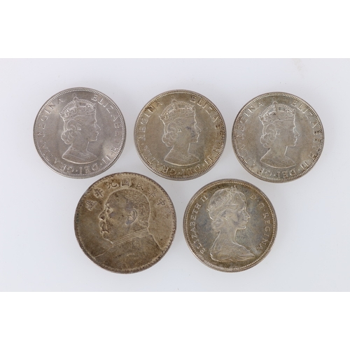 299 - REPUBLIC OF CHINA Yuan Shikai silver dollar, 26.8g, BERMUDA Elizabeth II three crowns 1964, (3) and ... 