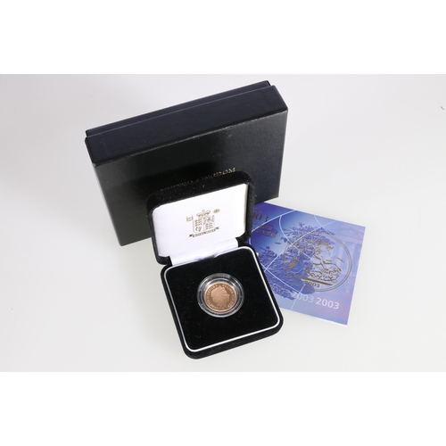 343 - The Royal Mint UNITED KINGDOM Elizabeth II gold proof sovereign 2003 in issue box with certificate o... 