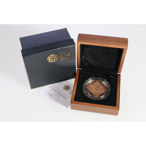 351 - The Royal Mint UNITED KINGDOM Elizabeth II gold proof five pound £5 coin 2008 in issue box wit... 