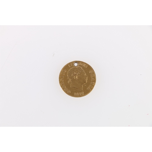 353 - UNITED KINGDOM George III (1760-1820) gold half sovereign 1817 S3786 (holed), weight 3.97g