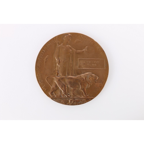 372 - WWI death plaque or dead man's penny for Alexander Fraser