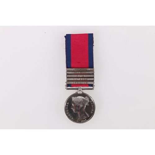 395 - Victorian Military General Service medal with five clasps including Toulouse, Orthes, Nive, Nivelle ... 