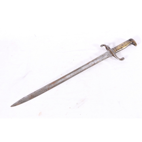 434 - German S1871 pattern sword bayonet the ricasso marked Coulaux & Co Klingenthal, blade back marke... 