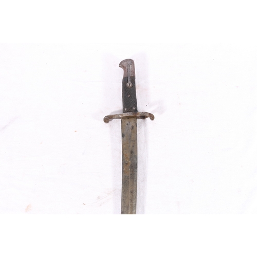 436 - British 1856/58 pattern sword bayonet with fullered yataghan shaped blade, the ricasso with helmeted... 