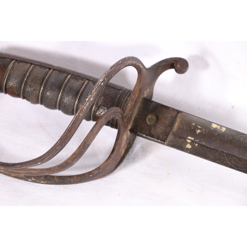 443 - British infantry officer's sword with etched blade for Royal Artillery, the ricasso marked for Henry... 