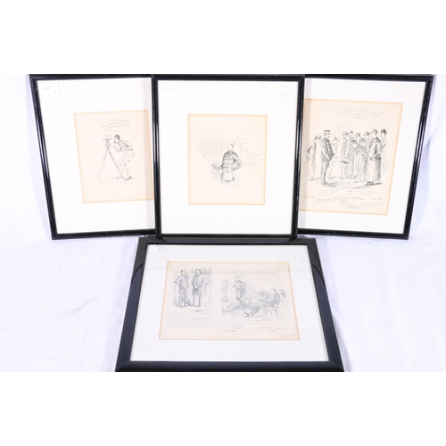 475 - Four early WW I lithographs of military cartoons depicting satirical views of potential and establis... 