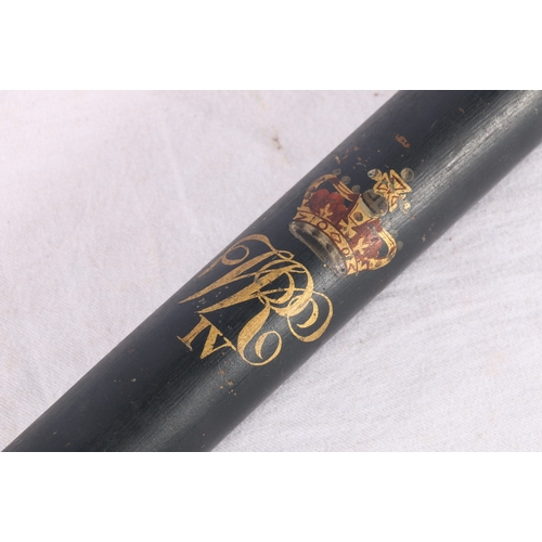 492 - William IV police truncheon, the black painted body with painted crowned WR IV cypher, 54cm long