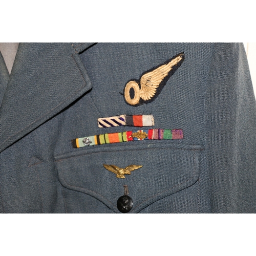 501 - British Royal Air Force dress uniform jacket having Burton label with shoulder rank slide insignia f... 