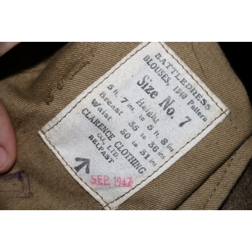 505 - British Army khaki green dress uniform jacket having Clarence Clothing Co Ltd label 