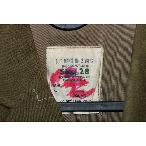 507 - British Army khaki green dress uniform jacket having Polikoff Universal Ltd label with Welsh Guards ... 