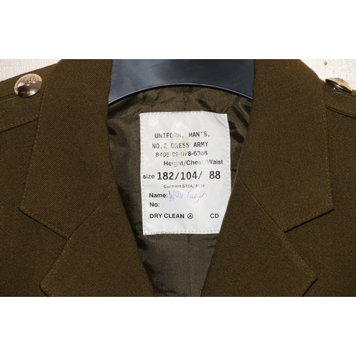 509 - British Army khaki green dress uniform jacket having label penned 