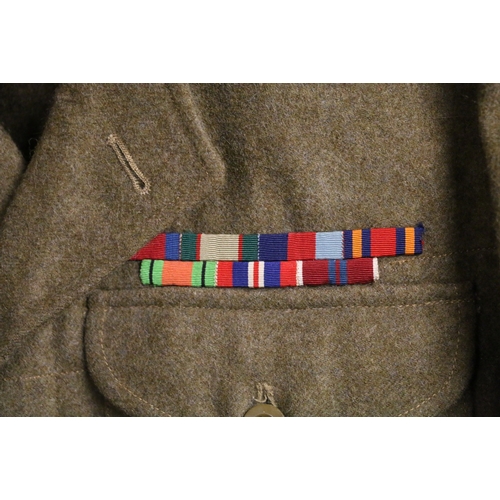 515 - British Army khaki green dress uniform jacket having Corby, Palmer and Stewart label 