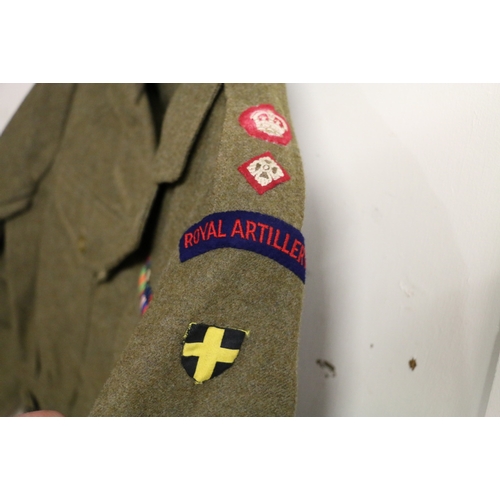 515 - British Army khaki green dress uniform jacket having Corby, Palmer and Stewart label 