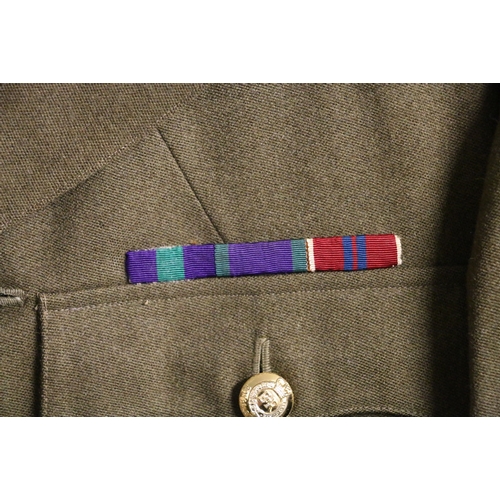 516 - British Army khaki green dress uniform jacket with Royal Engineers staybrite buttons by Buttons Ltd ... 