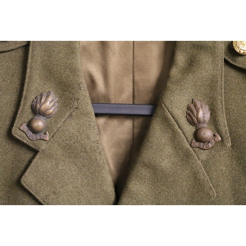 516 - British Army khaki green dress uniform jacket with Royal Engineers staybrite buttons by Buttons Ltd ... 