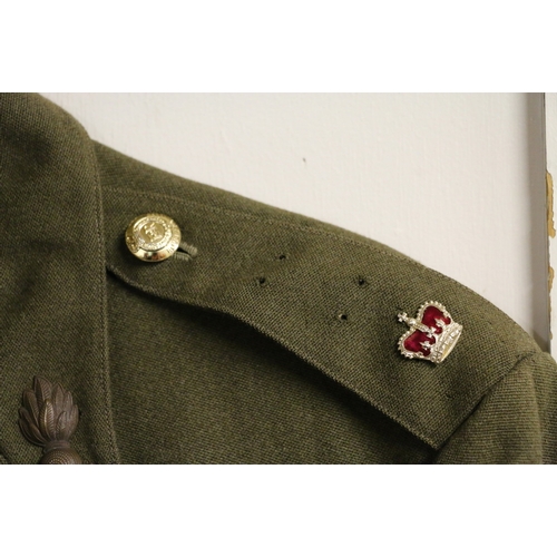 516 - British Army khaki green dress uniform jacket with Royal Engineers staybrite buttons by Buttons Ltd ... 