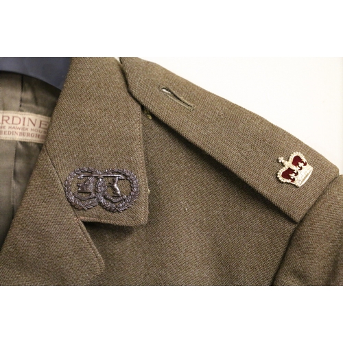 518 - British Army khaki green dress uniform jacket having Jardine and Son Ltd of Forth Street Edinburgh l... 