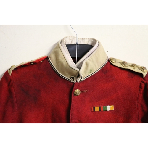 524 - British dress uniform scarlet red tunic or jacket with Gordon Highlanders brass buttons by Jennens a... 