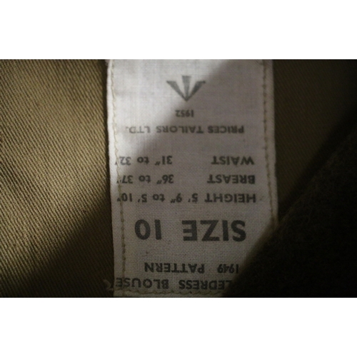 531 - British Royal Navy khaki green dress uniform jacket having Prices Tailors Ltd label 