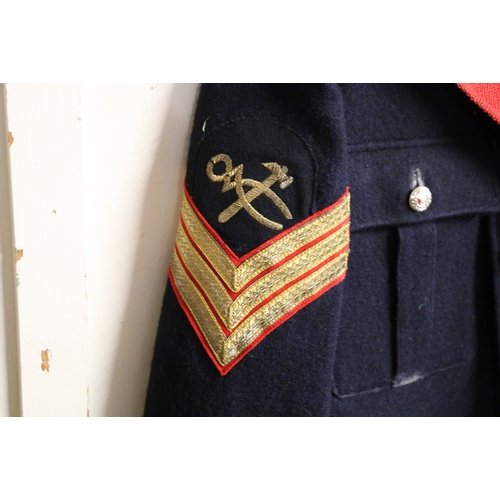 534 - British Royal Navy dress uniform jacket with Royal Marines insignia including buttons, collar badges... 