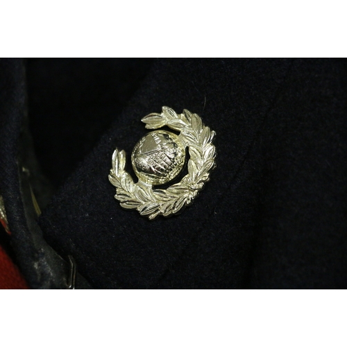 534 - British Royal Navy dress uniform jacket with Royal Marines insignia including buttons, collar badges... 