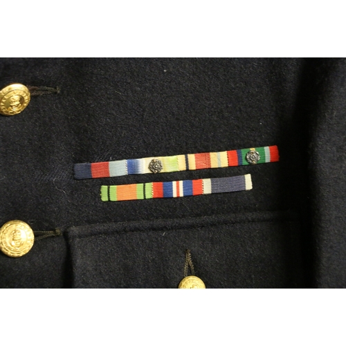 535 - British Royal Navy dress uniform with Royal Marines insignia including buttons, collar badges, RM sh... 