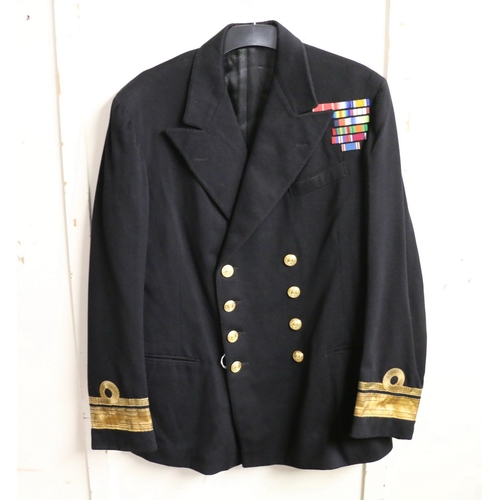 538 - British Royal Navy dress uniform jacket having brass naval buttons, bullion wire cuff braid (Rear Ad... 