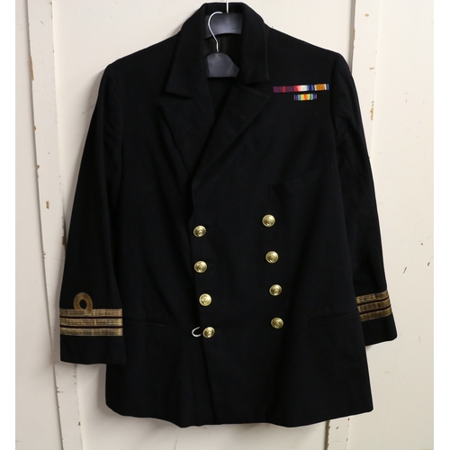 539 - British Royal Navy dress uniform jacket having Gieves Ltd label penned 