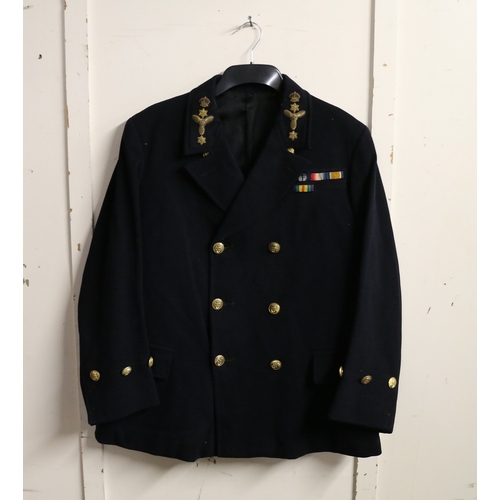 542 - British Royal Navy dress uniform jacket with brass naval buttons, bullion wire Mechanician/Chief Mot... 