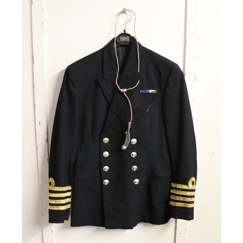 544 - British Royal Navy dress uniform jacket having Ambassador label with brass naval buttons, bullion wi... 